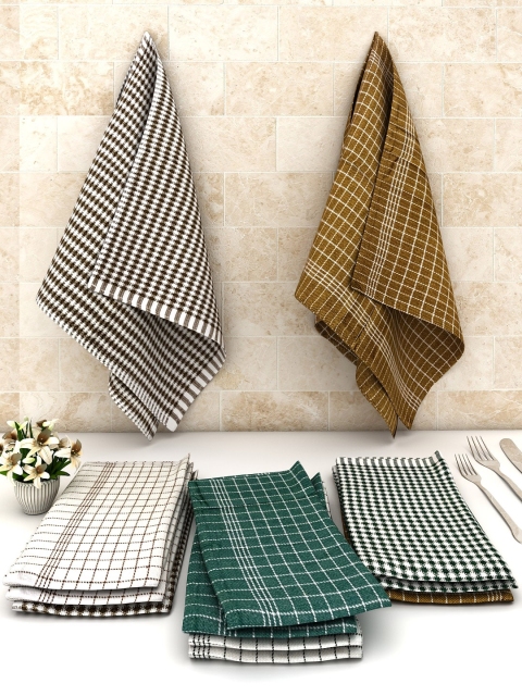 

Athom Trendz Set Of 12 Multicoloured Checks Cotton Multipurpose Kitchen Towels, Multi