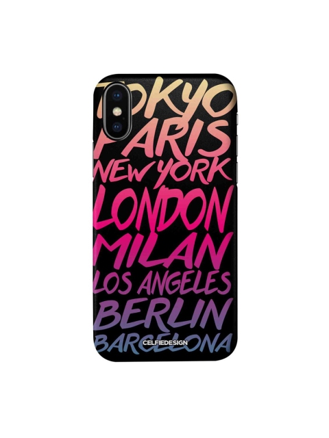 

CelfieDesign Black & Pink Printed Plastic iPhone X Slim Back Case