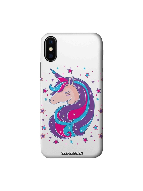 

CelfieDesign White & Pink Unicorn Plastic iPhone X Slim Back Case
