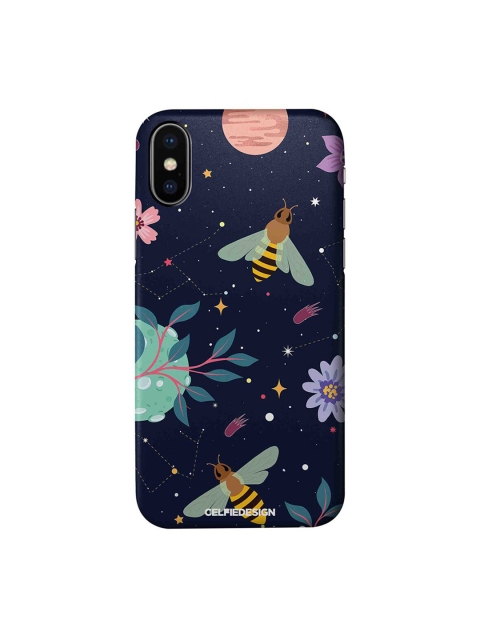 

CelfieDesign Navy Blue & Pink Space Bees Printed Plastic iPhone X Slim Back Case