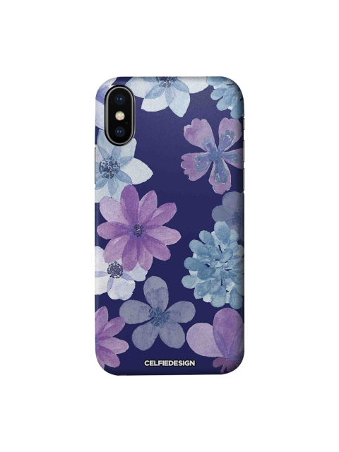 

CelfieDesign Blue & Purple Floral Printed iPhone X Slim Back Case