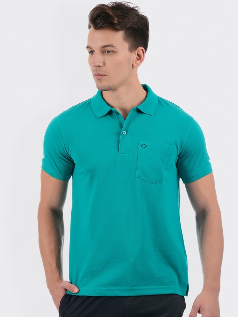 

Sweet Dreams Men Green Polo Collar Pockets T-shirt