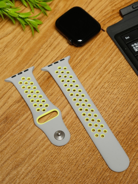 

MUTAQINOTI Grey & Green Sport Edition Silicone Smartwatch Strap