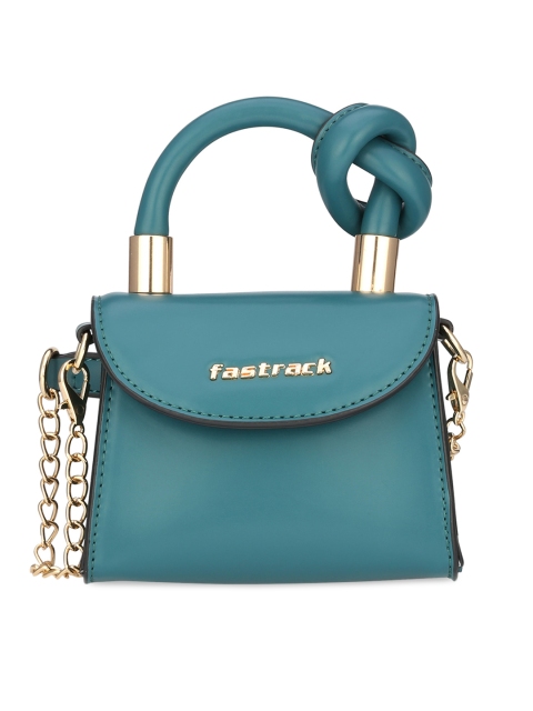 

Fastrack Teal PU Structured Handheld Bag with Applique
