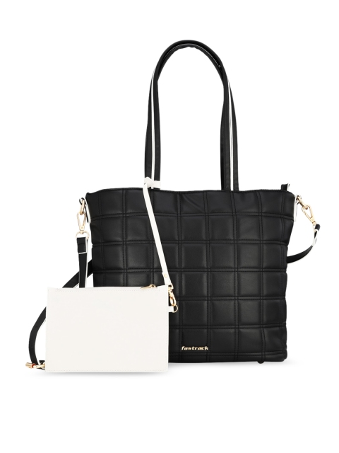 

Fastrack Black Textured PU Structured Handheld Bag