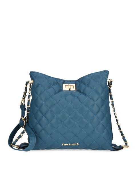 

Fastrack Teal Textured PU Structured Handheld Bag with Quilted