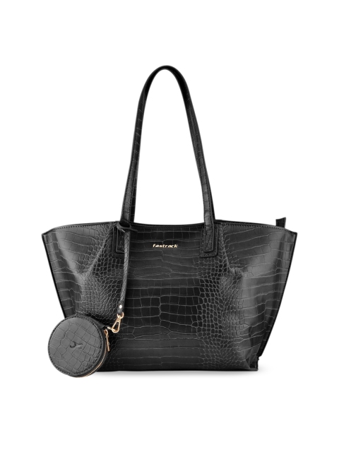 

Fastrack Black Animal Textured PU Structured Shoulder Bag