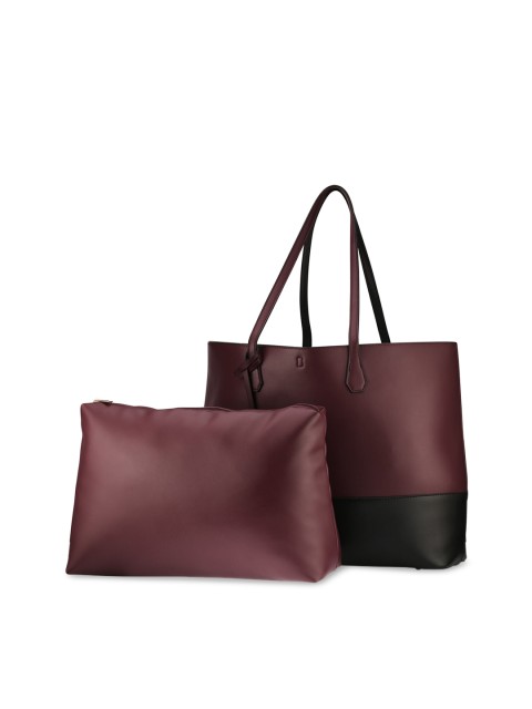 

Fastrack Maroon Colourblocked PU Shopper Shoulder Bag