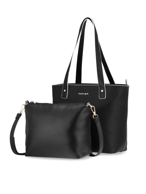 

Fastrack Black PU Structured Tote Bag With Pouch