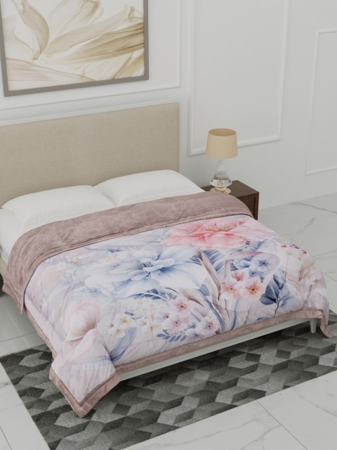 

Home Fresh Pink & Blue Floral Heavy Winter Double Bed Comforter