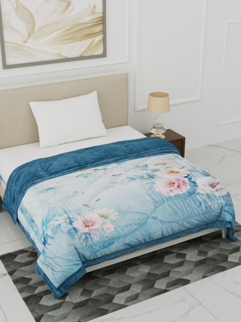 

Home Fresh Teal & Pink Floral Printed Heavy Winter Single Bed Comforter