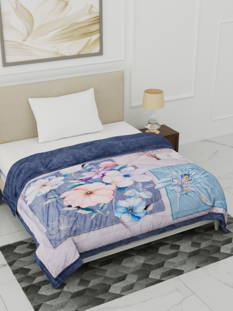 

Home Fresh Grey & Blue Floral Heavy Winter Single Bed Comforter