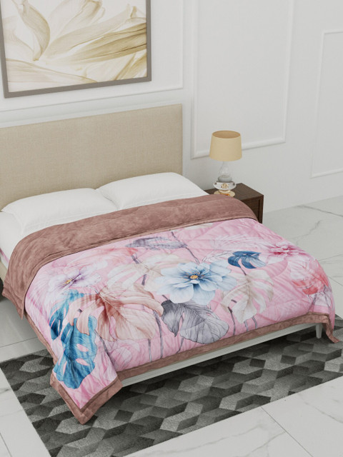 

Home Fresh Pink & Brown Floral Heavy Winter Double Bed Comforter