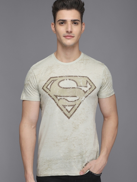 

Free Authority Men Silver-Toned Superman Printed Pure Cotton T-shirt