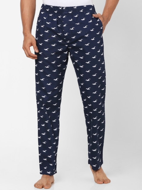 

Ajile by Pantaloons Men Navy Blue & White Printed Cotton Lounge Pants