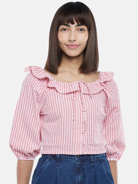 

People Pink Striped Pure Cotton Top