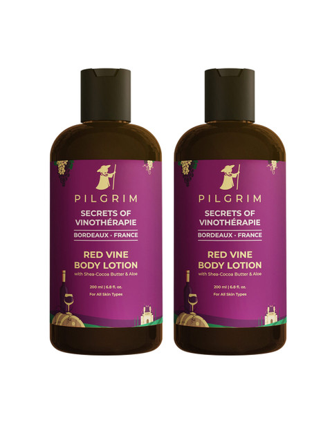 

Pilgrim Set of 2 Anti Ageing Red Vine Body Lotion for Deep Nourishment - 200 ml Each, Magenta