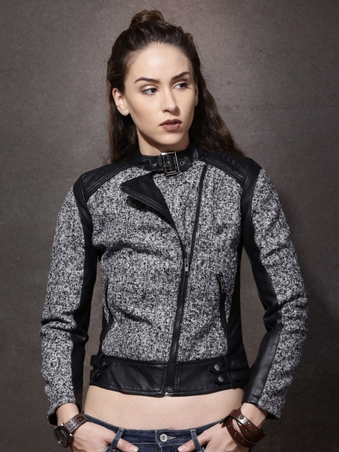 

Roadster Grey & Black Biker Jacket