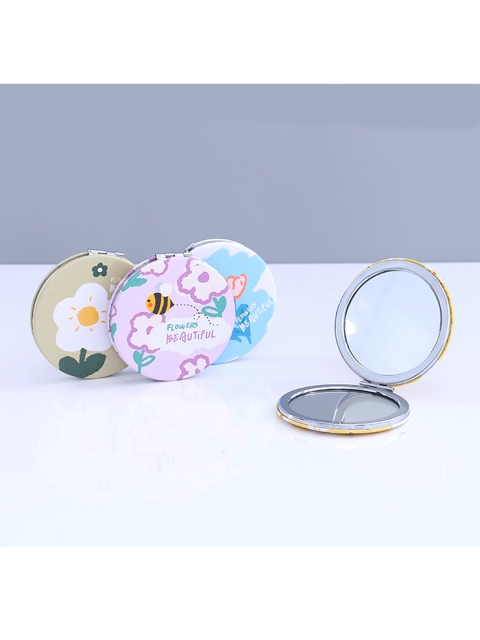 

XIMI VOGUE Olive Green & Blue Set Of 3 Floral Printed Portable Mirrors