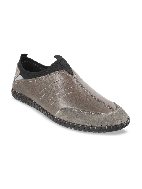 

Metro Men Grey Textured Slip-On Sneakers