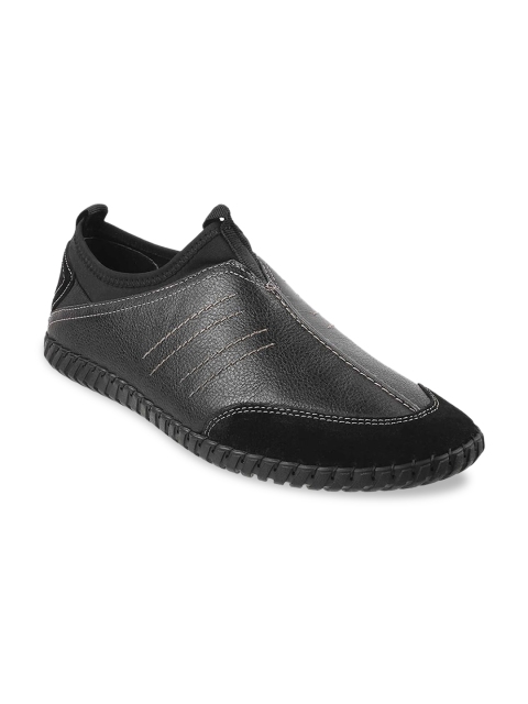 

Metro Men Black Textured Slip-On Sneakers