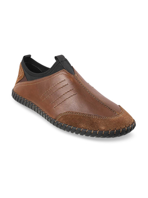 

Metro Men Brown Textured Slip-On Sneakers