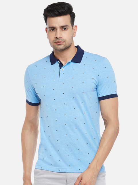 

BYFORD by Pantaloons Men Blue 2 Printed Polo Collar Slim Fit T-shirt