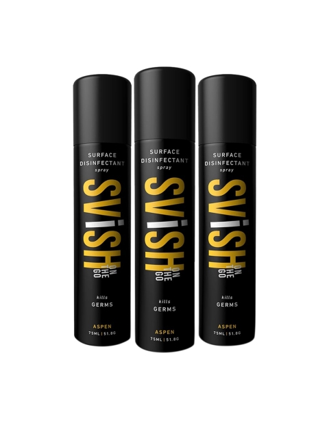 

Svish On The Go Set of 3 Aspen Multi-Surface & Toilet Seat Disinfectant Spray - 75ml Each, Black