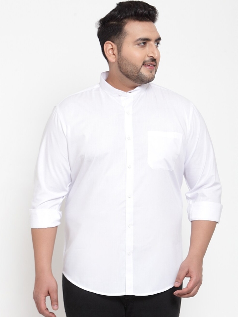 

plusS Plus Size Men White Casual Shirt