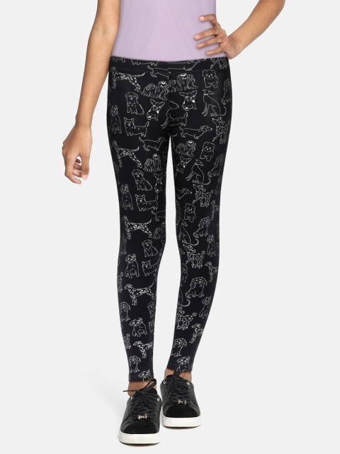 

Marks & Spencer Girls Black Printed Ankle-Length Leggings