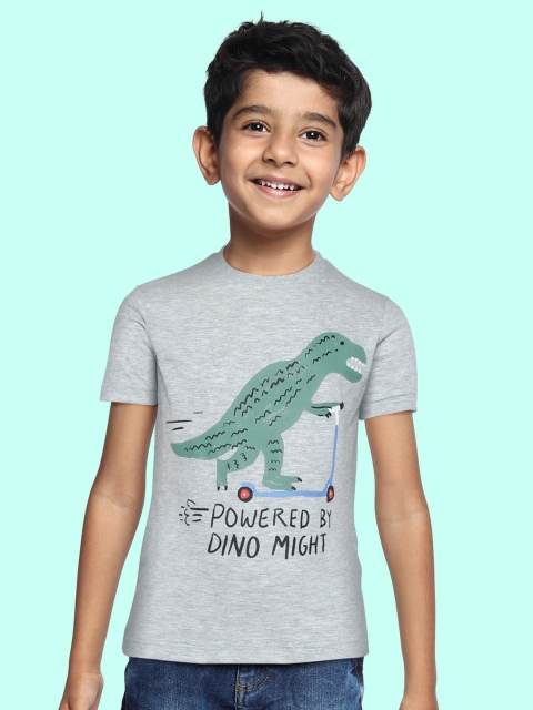 

Marks & Spencer Boys Grey Melange & Green Dinosaur Print T-shirt