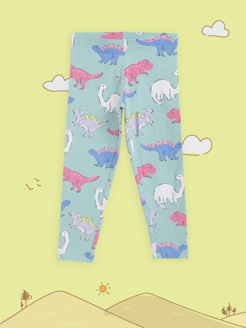 

Marks & Spencer Girls Mint Green & Pink Dinosaur Print Ankle Length Leggings