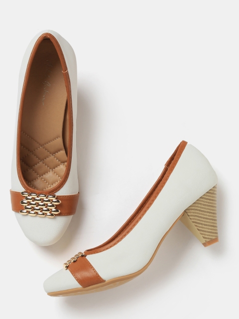 

Mast & Harbour Women Off-White Embellished Pumps