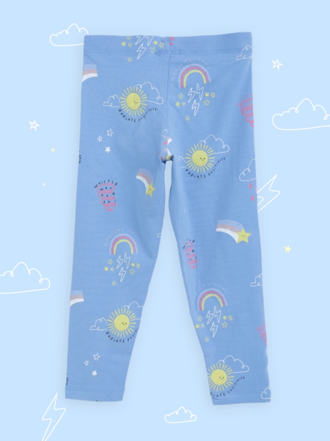 

Marks & Spencer Girls Blue & Yellow Printed Leggings