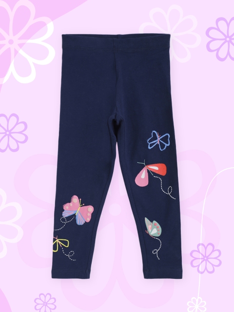 

Marks & Spencer Girls Navy Blue & Pink Butterfly Print Ankle Length Leggings