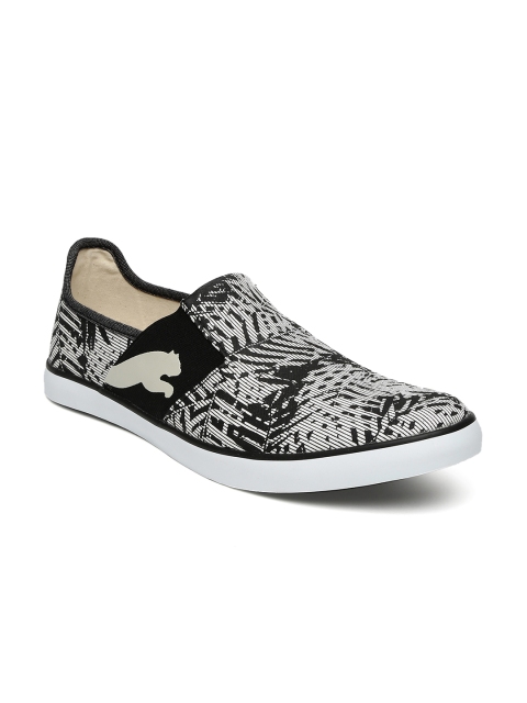 

Puma Unisex White & Black Lazy Graphic Print DP Slip-On Sneakers