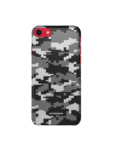 

CelfieDesign Grey & Black Camouflage Pixel Printed iPhone SE 2020 Slim Back Case