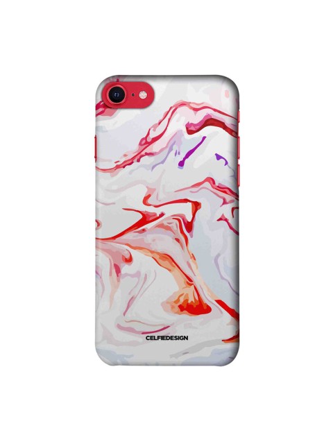 

CelfieDesign White & Red Liquid Funk Marble iPhone SE 2020 Slim Back Case