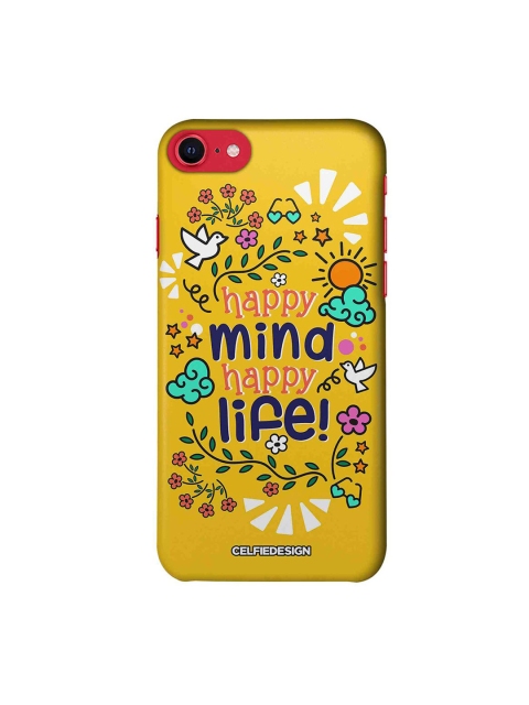 

CelfieDesign Yellow & Blue Happy Mind Happy Life Printed iPhone SE 2020 Slim Back Case