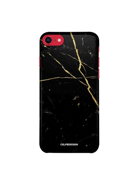 

CelfieDesign Black & Yellow Marble Printed iPhone SE 2020 Slim Back Case