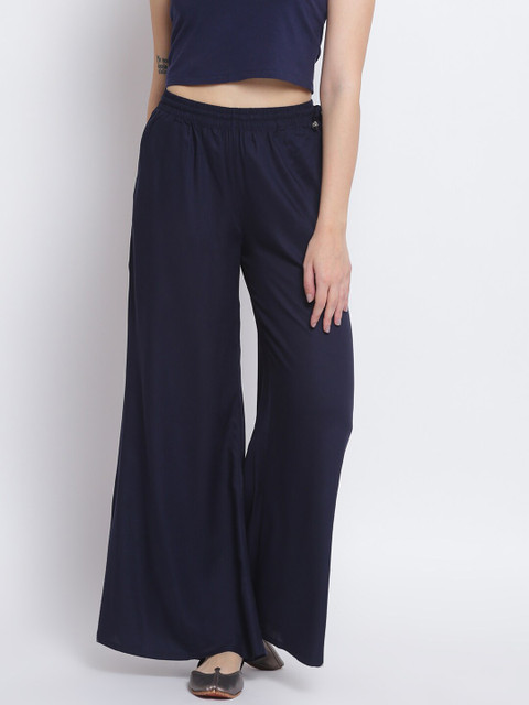 

Lakshita Women Navy Blue Chambray Palazzos