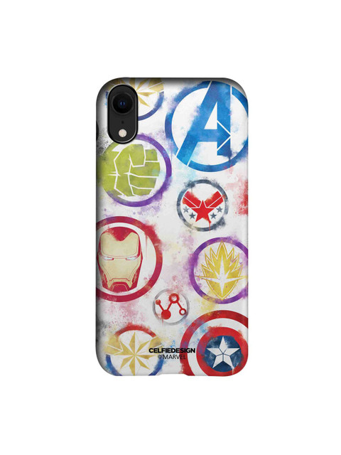 

CelfieDesign White & Blue Avengers Icons Graffiti iPhone XR Slim Back Case