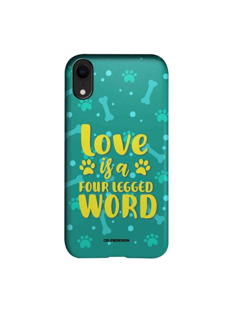 CelfieDesign Sea-Green & Yellow Love Is A Four Legged Word iPhone XR Slim Back Case