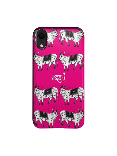 

CelfieDesign Pink & White Masaba Cow Print iPhone XR Slim Back Case