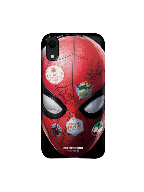 

CelfieDesign Red & Black Spidey Travel Stamps Printed iPhone XR Slim Back Case