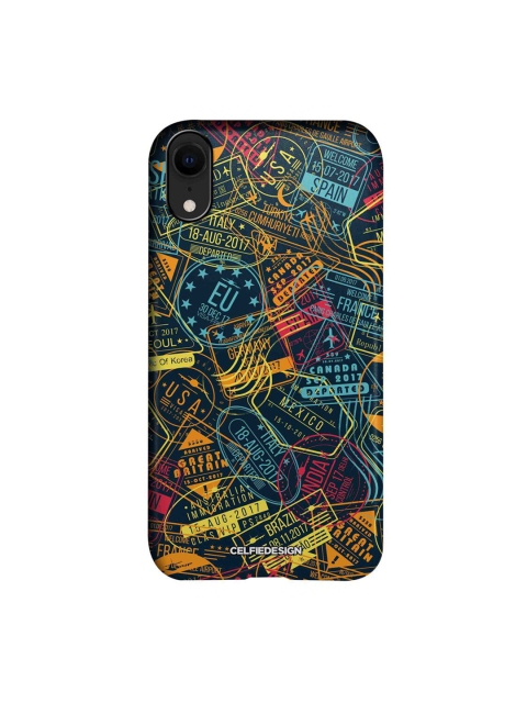 

CelfieDesign Blue & Yellow Immigration Stamps Neon Printed iPhone XR Slim Back Case