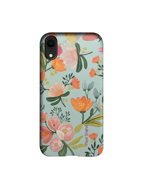 

CelfieDesign Green & Orange Payal Singhal Aqua Handpainted Flower iPhone XR Slim Back Case