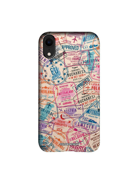 

CelfieDesign Beige & Pink Immigration Stamps Printed iPhone XR Slim Back Case