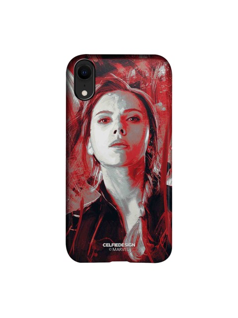 

CelfieDesign Red & Black Charcoal Art Black Widow Printed iPhone XR Slim Back Case