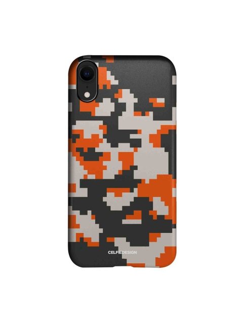 

CelfieDesign Black & Orange Camo Pixel Flame iPhone XR Slim Back Case